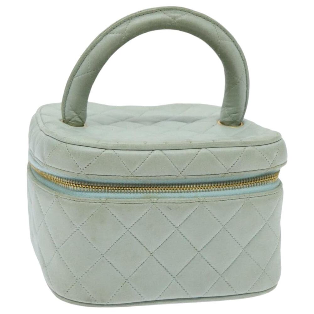 Chanel Matelasse Lambskin Vanity Cosmetic Pouch Blue